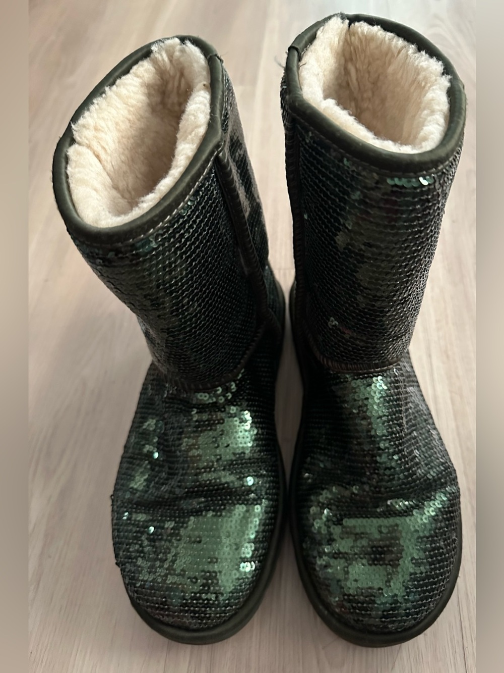 Sequined Cozy Fur-Lined Mid-Calf Boots - Green by Ugg